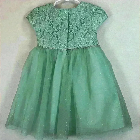 Healthtex Dress Toddler 3T Aqua Blue Lace Tulle Party Formal Sparkles Lined - Picture 2 of 11
